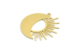Brass Moon Charm, 6 Raw Brass Crescent Moon And Sun Shaped Charms With 1 Loop (30x30x0.60mm) A4046