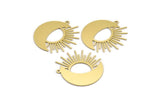 Brass Moon Charm, 6 Raw Brass Crescent Moon And Sun Shaped Charms With 1 Loop (30x30x0.60mm) A4046
