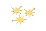 Brass Pole Star Charm, 24 Raw Brass, Brass Charms, Brass Pole Star Charms With 1 Loop (23x21x0.60mm) A4016