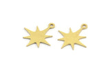 Brass Pole Star Charm, 50 Raw Brass, Brass Charms, Brass Pole Star Charms With 1 Loop (17x15x0.60mm) A4014