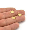 Brass Pole Star Charm, 50 Raw Brass, Brass Charms, Brass Pole Star Charms With 1 Loop (17x15x0.60mm) A4014