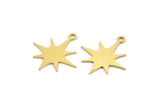 Brass Pole Star Charm, 24 Raw Brass, Brass Charms, Brass Pole Star Charms With 1 Loop (20x18x0.60mm) A4015