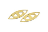 Brass Marquise Charm, 8 Raw Brass Triangle Pattarned Marquise Shaped Charms With 2 Holes, Connectors, Blanks (39x15x0.80mm) A4040