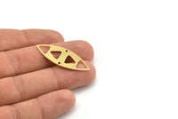 Brass Marquise Charm, 8 Raw Brass Triangle Pattarned Marquise Shaped Charms With 2 Holes, Connectors, Blanks (39x15x0.80mm) A4040