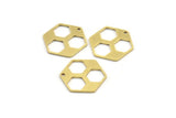 Brass Hexagon Charm, 10 Raw Brass Hexagon Shaped Charms With 1 Loop, Earring Findings, Geometric Charms (23x21x1mm) A4054