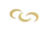 Brass Moon Blank, 50 Raw Brass Tiny Crescent Moon Shaped Blanks, Findings (11x3x0.60mm) A5713