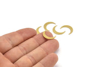Brass Moon Blank, 24 Raw Brass Crescent Moon Shaped Blanks, Findings (18x4x0.60mm) A4008