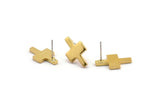 Brass T Earring, 8 Raw Brass T Shape Stud Earrings, Findings (20x12x2mm) D982 A1226