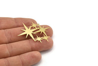 Brass Star Charm, 8 Raw Brass Star Shaped Charms, Charm Pendants, Connectors (28x37x0.60mm) A4018