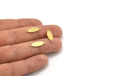 Brass Marquise Charm, 50 Raw Brass Oval Shaped Charms With 2 Holes (18x6x0.60mm) A4197
