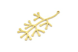 Brass Leaf Charm, 4 Raw Brass Branch Charms With 1 Loop, Charm Pendants (47x23x0.80mm) A4205