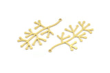 Brass Leaf Charm, 4 Raw Brass Branch Charms With 1 Loop, Charm Pendants (47x23x0.80mm) A4205