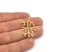 Brass Leaf Charm, 4 Raw Brass Branch Charms With 1 Loop, Charm Pendants (47x23x0.80mm) A4205