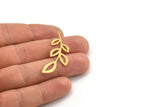 Brass Leaf Charm, 10 Raw Brass Branch Charms With 1 Loop, Charm Pendants (46x17x0.60mm) A4209