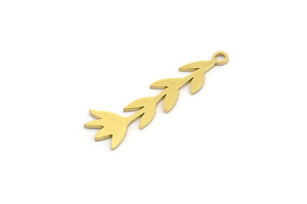 Brass Flower Charm, 24 Raw Brass Flower Charms With 1 Loop, Charm Pendants (27x8.5x0.60mm) A4210