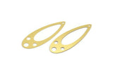 Brass Drop Charm, 12 Raw Brass Drop Charms With 1 Hole, Earrings, Findings (44x16x0.40mm) A4195