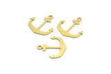 Brass Anchor Charm, 24 Raw Brass Anchor Shaped Charms With 1 Loop, Pendants, Earring Findings (18x17x0.60mm) A4207