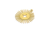 Brass Sun Charm, 12 Raw Brass Sun Charms With 1 Loop, Findings (22x20x0.60mm) A3986
