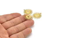 Brass Sun Charm, 12 Raw Brass Sun Charms With 1 Loop, Findings (22x20x0.60mm) A3986