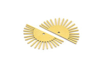Brass Sun Charm, 12 Raw Brass Sun Charms With 1 Hole, Findings (28x14x0.60mm) A4055