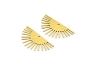 Brass Sun Charm, 12 Raw Brass Sun Charms With 1 Hole, Findings (28x14x0.60mm) A4055