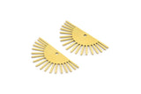 Brass Sun Charm, 12 Raw Brass Sun Charms With 1 Hole, Findings (28x14x0.60mm) A4055