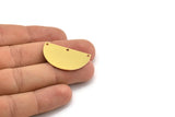 Brass Half Moon, 4 Raw Brass Semi Circle Charms With 3 Holes (33x20x0.80mm) A4202