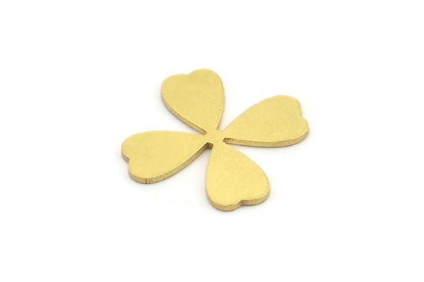 Brass Leaf Blank, 12 Raw Brass Clover Shaped Blanks  (19x16x0.80mm) A4208