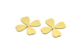 Brass Leaf Blank, 12 Raw Brass Clover Shaped Blanks  (19x16x0.80mm) A4208