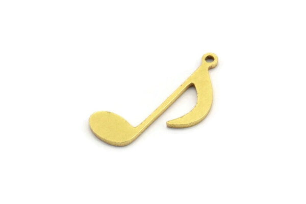Pirinç Sekizinci Nota Charm, 1 Halkalı 50 Ham Pirinç Sekizinci Nota Şeklinde Charm, Kolye Uçları, Küpe Aksesuarları (20x8x0,80 mm) A4203