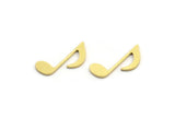 Brass Eighth Note Blank, 50 Raw Brass Eighth Note Shaped Blanks, Findings (18x8x0.80mm) A4204