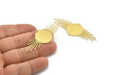 Brass Sun Charm, 4 Raw Brass Sun Charms With 2 Loops, Brass Sun Pendants (60x23x0.60mm) A4036