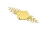 Brass Sun Charm, 4 Raw Brass Sun Charms With 2 Loops, Brass Sun Pendants (60x23x0.60mm) A4036