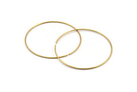 Brass Ear Hoops, 12 Raw Brass Wire Hoops (60x1.2mm) Bs 1233