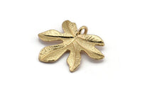 Gold Leaf Pendant, 3 Gold Plated Brass Leaf Pendants, Charms, Earrings, Findings (26x22x1.8mm) BS 2209 Q0365