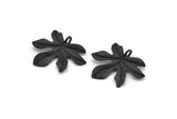Black Leaf Pendant, 3 Oxidized Brass Black Leaf Pendants, Charms, Earrings, Findings (26x22x1.8mm) BS 2209 S303