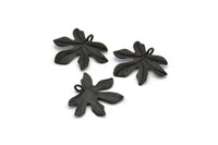 Black Leaf Pendant, 3 Oxidized Brass Black Leaf Pendants, Charms, Earrings, Findings (26x22x1.8mm) BS 2209 S303