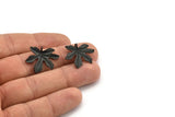 Black Leaf Pendant, 3 Oxidized Brass Black Leaf Pendants, Charms, Earrings, Findings (26x22x1.8mm) BS 2209 S303