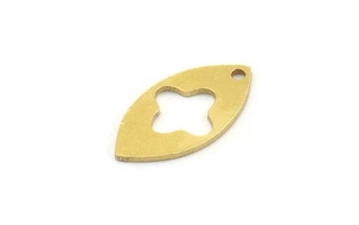 Pirinç Markiz Tılsımı, 12 Ham Pirinç ve Desenli Markiz Şekilli Tılsımlar, 1 Delik, Bağlantı Parçaları, Boşluklar (23x12x1mm) A4044