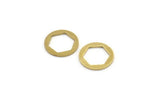 Brass Round Charm, 24 Raw Brass Hexagon Shaped Round Charms, Charm Pendants (15x1mm) A4061