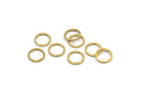 Brass Round Charm, 48 Raw Brass Hexagon Shaped Round Charms, Charm Pendants (10x1mm) A4058