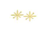 Brass Flower Charm, 12 Raw Brass Flower Charms With 2 Loops, Charm Pendants (22x19x0.60mm) A4244
