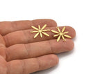 Brass Flower Charm, 12 Raw Brass Flower Charms With 2 Loops, Charm Pendants (22x19x0.60mm) A4244