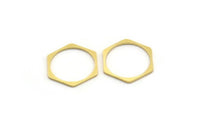 Brass Hexagon Charm, 24 Raw Brass Hexagon Shaped Rings, Connectors (21x19x1mm) A4248