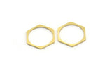 Brass Hexagon Charm, 24 Raw Brass Hexagon Shaped Rings, Connectors (21x19x1mm) A4248