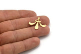 Brass Ethnic Charm, 12 Raw Brass Ethnic Motif Charms, Earring Charms (26x25x0.60mm) A4245