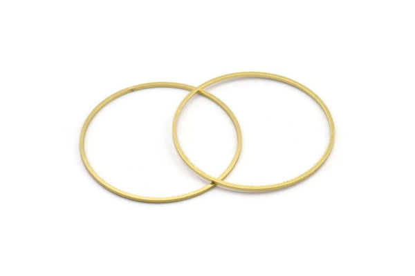 41.5mm Circle Connectors, 12 Raw Brass Circle Connectors (41.5x1x1mm) A4067
