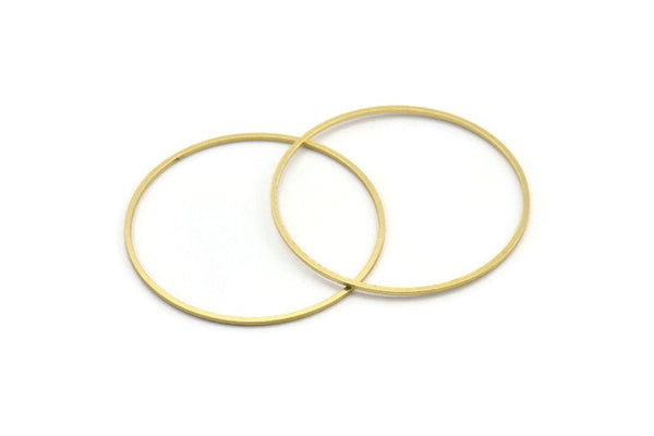44mm Circle Connectors, 12 Raw Brass Circle Connectors (44x1x1mm) A4068