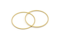 39mm Circle Connectors, 12 Raw Brass Circle Connectors (39x1x1mm) A4072