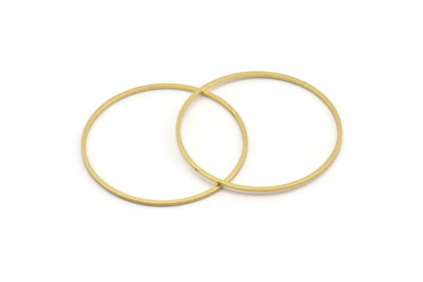 39mm Circle Connectors, 12 Raw Brass Circle Connectors (39x1x1mm) A4072